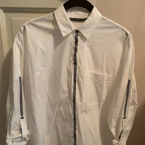 Zara Black/White Ribbon Trim Button Down
